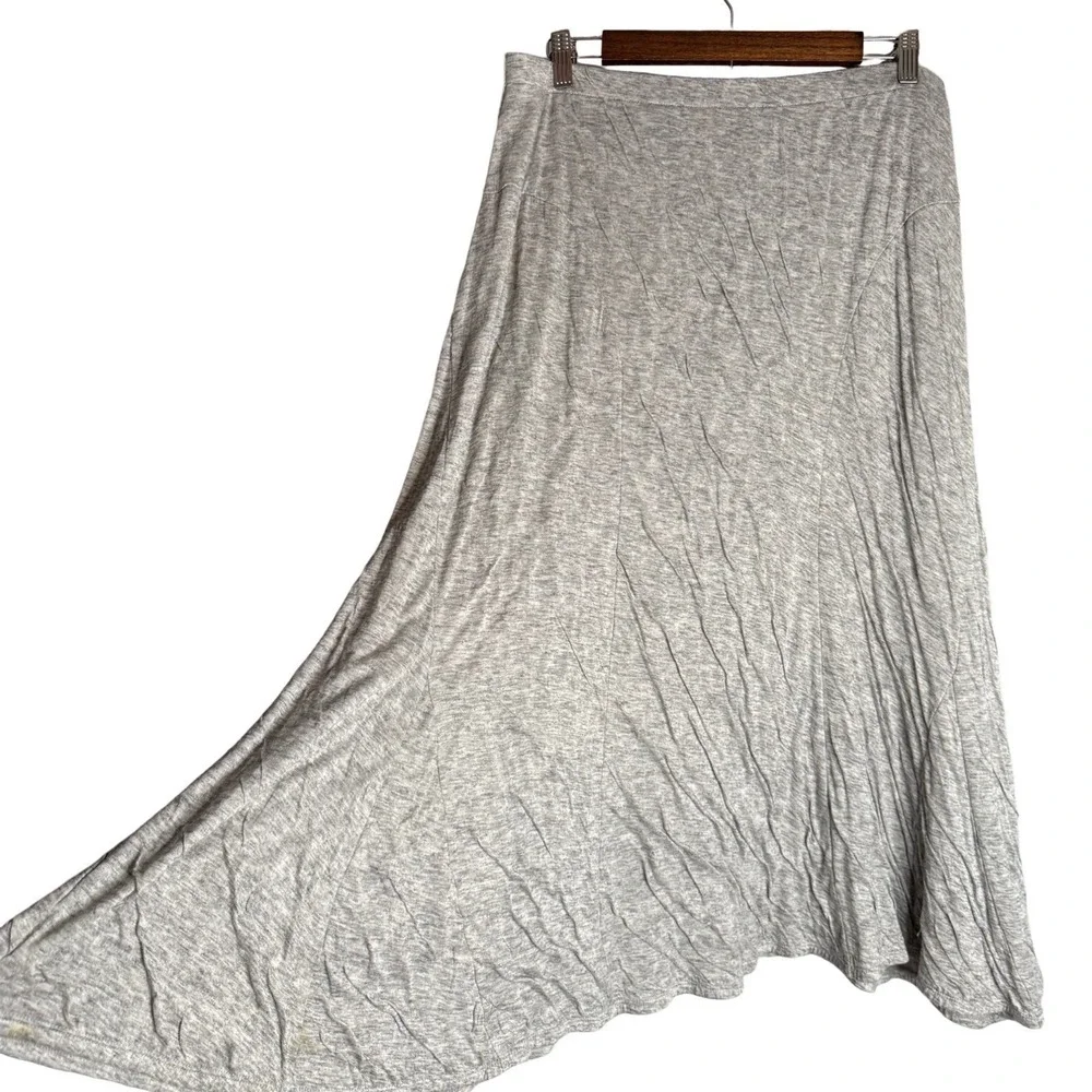J Jill Pure Jill Midi Skirt M Wool Blend Crinkle Pull On Elastic Minimalist